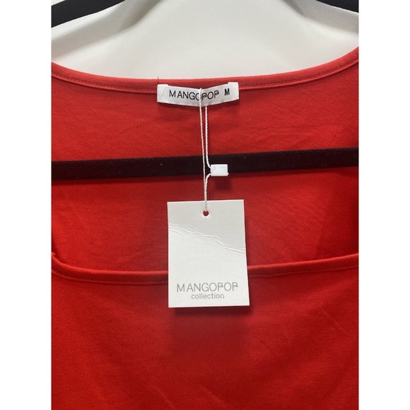 Brand New Women’s Long Sleeve Solid Red Square Neck Bodysuit, Size Medium - Picture 5 of 9